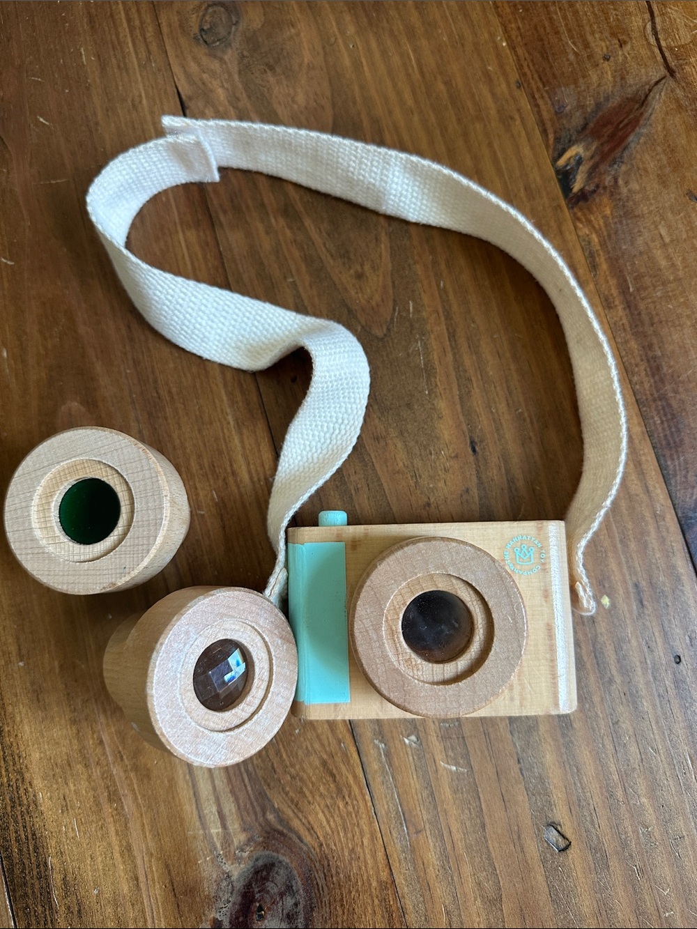 Wooden Toy Camera with Interchangeable Lenses